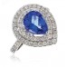 Pear Shaped Tanzanite & Diamond Halo Ring