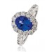 Oval Blue Tanzanite & Diamond Engagement Ring