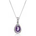 Pear Shaped Amethyst & Diamond Halo Pendant