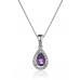 Pear Shaped Amethyst & Diamond Halo Pendant