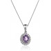 Oval Shaped Amethyst & Diamond Halo Pendant