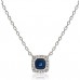 Cushion Shaped Blue Sapphire & Diamond Pendant