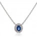 Oval Shaped Blue Sapphire & Diamond Pendant