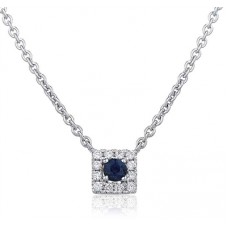 Round Blue Sapphire & Diamond Pendant