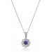 Round Blue Sapphire & Diamond Pendant