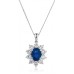 Oval Shaped Blue Sapphire & Diamond Pendant