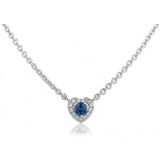 Round Blue Sapphire & Diamond Pendant Round Blue Sapphire & Diamond Pendant