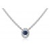 Round Blue Sapphire & Diamond Pendant