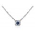 Round Blue Sapphire & Diamond Pendant