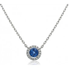 Round Blue Sapphire & Diamond Pendant