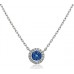 Round Blue Sapphire & Diamond Pendant