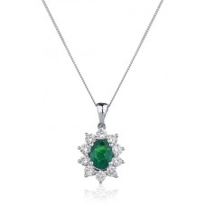 Oval Shaped Emerald & Diamond Pendant