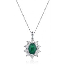 Oval Shaped Emerald & Diamond Pendant