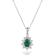 Oval Shaped Emerald & Diamond Pendant