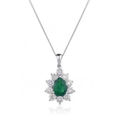 Oval Shaped Emerald & Diamond Pendant