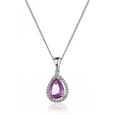 Pear Shaped Pink Sapphire & Diamond Pendant