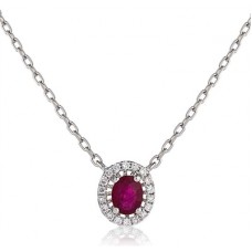 Oval Shaped Ruby & Diamond Pendant