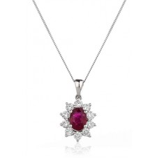 Ruby & Diamond Cluster Pendant