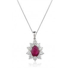 Pear Shaped Ruby & Diamond Pendant