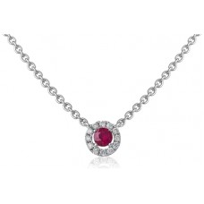 Round Ruby & Diamond Pendant