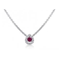 Round Ruby & Diamond Pendant