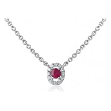 Round Ruby & Diamond Pendant