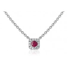 Round Ruby & Diamond Pendant