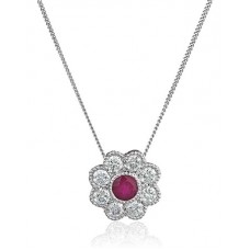 Round Ruby & Diamond Pendant