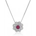 Round Ruby & Diamond Pendant