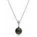 Round Diamond & Black Pearl Pendant