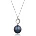 Round Diamond & Black Pearl Pendant