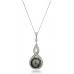 Round Diamond & Black Pearl Pendant