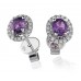 Oval Shaped Amethyst & Diamond Cluster Earrings