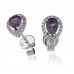 Pear Shaped Amethyst & Diamond Cluster Earrings