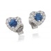 Round Blue Sapphire & Diamond Cluster Earrings