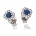 Round Blue Sapphire & Diamond Cluster Earrings Round Blue Sapphire & Diamond Cluster Earrings