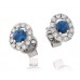 Round Blue Sapphire & Diamond Cluster Earrings