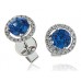 Blue Sapphire & Diamond Cluster Earrings