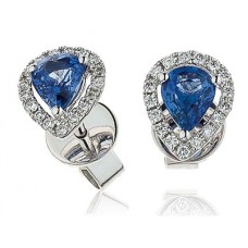 Blue Sapphire & Diamond Cluster Earrings