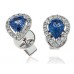 Blue Sapphire & Diamond Cluster Earrings