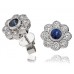 Round Blue Sapphire & Diamond Cluster Earrings