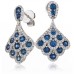 Round Blue Sapphire & Diamond Drop Earrings