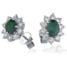 Emerald & Diamond Cluster Earrings