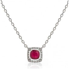 Cushion Shaped Ruby & Diamond Pendant