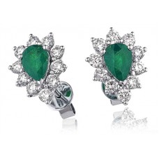Emerald & Diamond Cluster Earrings