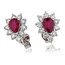 Ruby & Diamond Cluster Earrings
