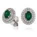 Oval Shaped Emerald & Diamond Halo Earrings Oval Shaped Emerald & Diamond Halo Earrings