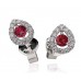 Round Ruby & Diamond Cluster Earrings