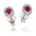 Round Ruby & Diamond Cluster Earrings Round Ruby & Diamond Cluster Earrings