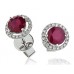 Round Ruby & Diamond Cluster Earrings Round Ruby & Diamond Cluster Earrings
